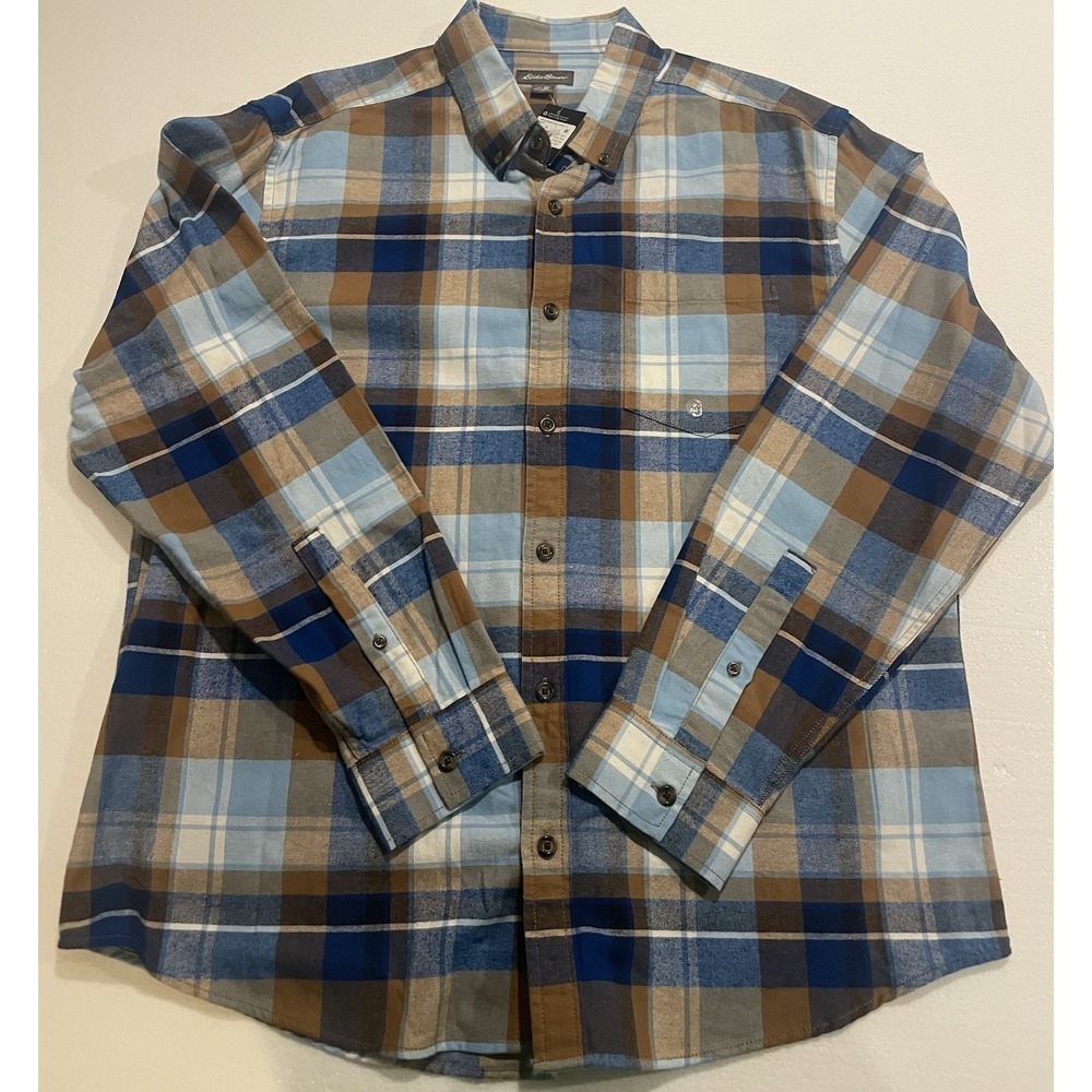 NEW Mens EDDIE BAUER Field Flannel Long Sleeved Shirt Size Extra Large